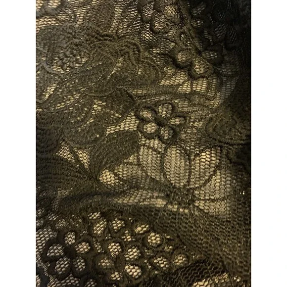 Badgley Mischka Womens Karmin Gown Dress Black Lace Overlay Sequined Gown Sz 8 - Picture 7 of 15